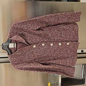 💕ST JOHN💕 Flted Tweed Knit Jacket ~ Raisin/Vanilla 8 NWOT